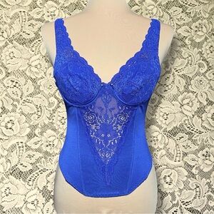 Vintage 90s Y2K Secret Treasures Royal Blue Purple Lace Corset 34B